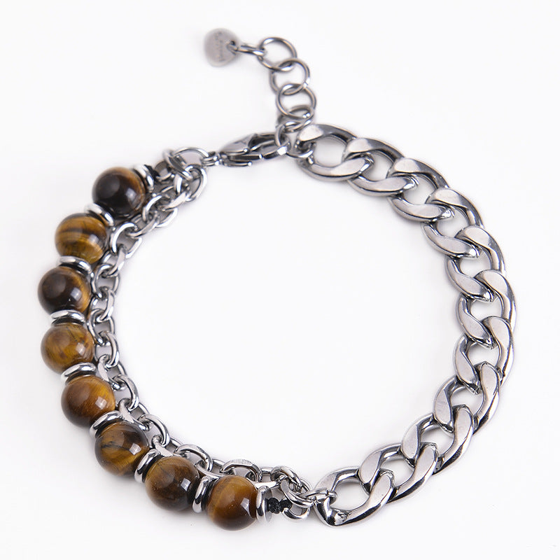 KarmaRipple's Tiger Eye Picasso Jasper Frosted Stone Strength Bracelet p17