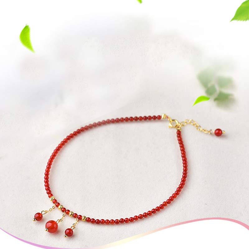 KarmaRipple's Red Agate Confidence Calm Anklet p6