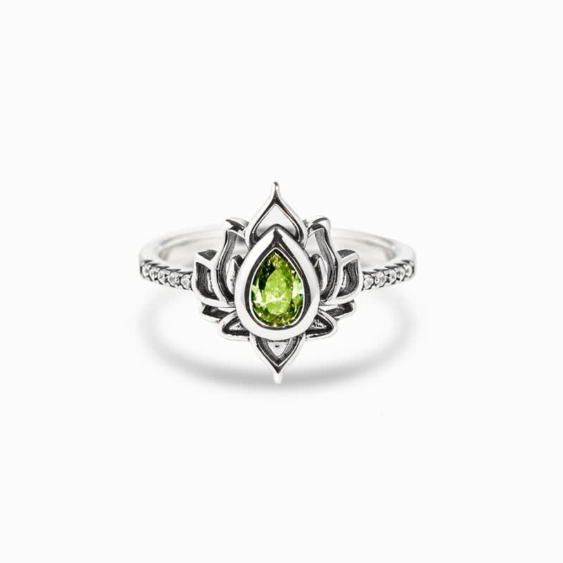 KarmaRipple's Sterling Silver Lotus Zircon Blessing Protection Ring p50