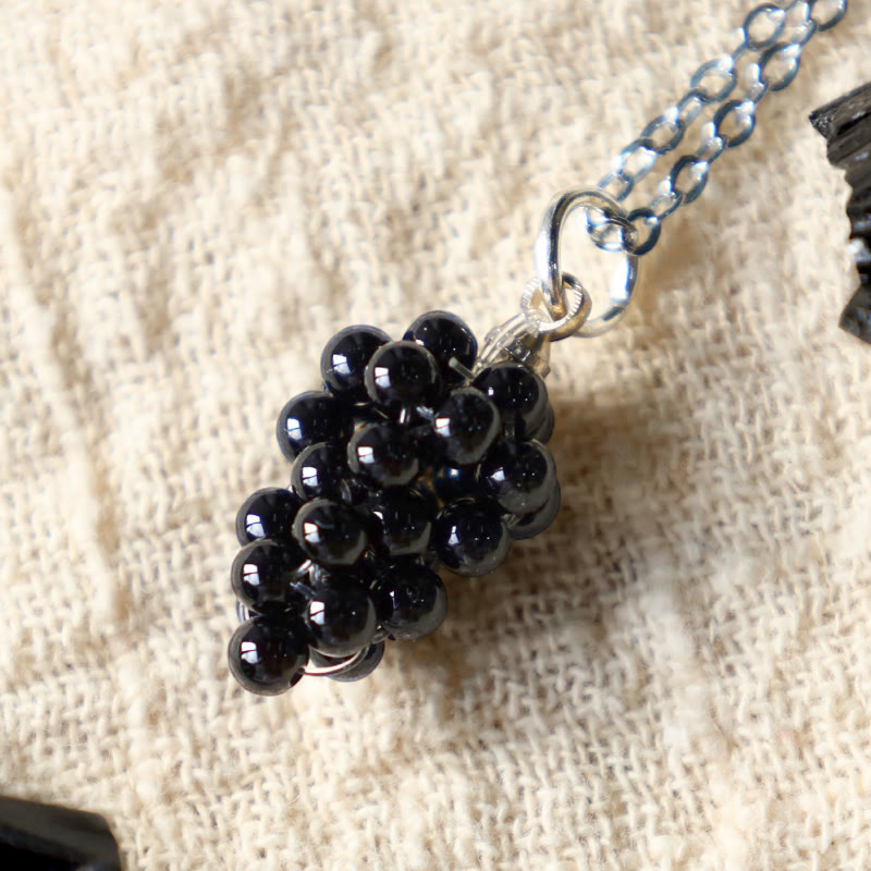 KarmaRipple's Authentic Garnet Red Agate Black Onyx Protection Pendant Necklace p3