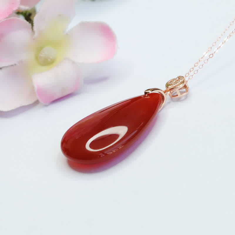 KarmaRipple's 925 Sterling Silver Waterdrop Red Agate Confidence Pendant Necklace p9