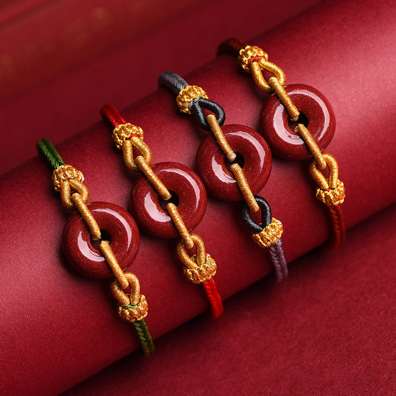 KarmaRipple's Handmade Cinnabar Peace Buckle Blessing Woven Rope Bracelet p5