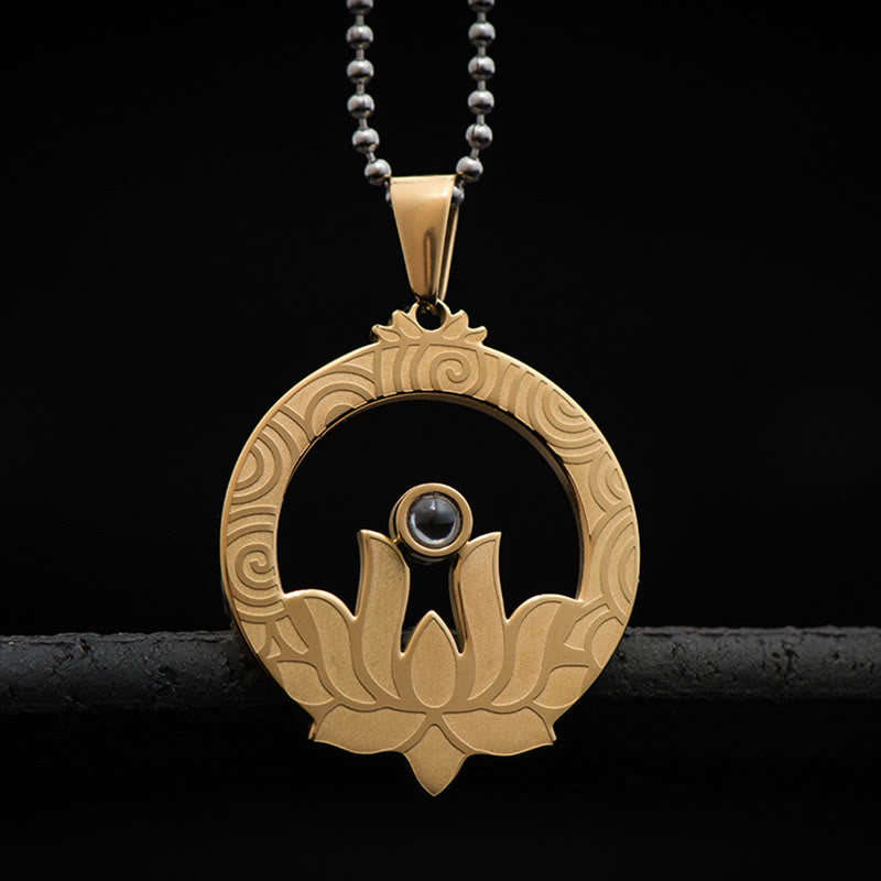 KarmaRipple's Lotus Titanium Steel Enlightenment Projection Shurangama Mantra Pendant Necklace p2