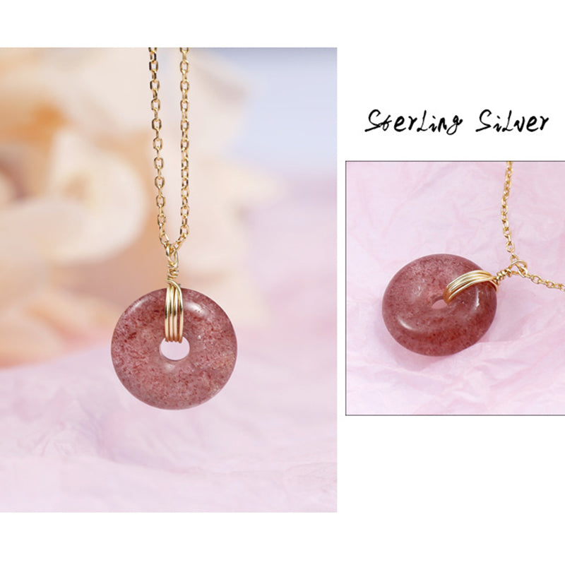 KarmaRipple's 925 Sterling Silver Strawberry Quartz Balancing Positive Pendant p9