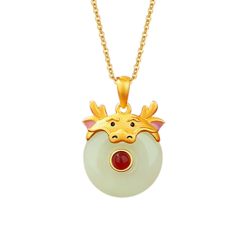 KarmaRipple's 925 Sterling Silver Hetian Jade Chinese Zodiac Year of the Dragon Red Agate Fortune Protection Pendant Necklace p21