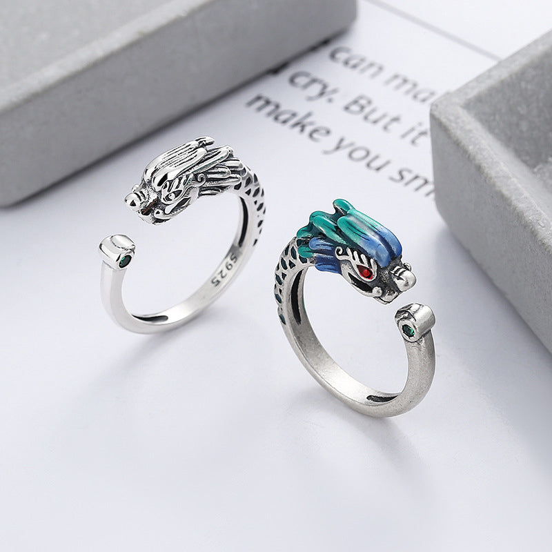 KarmaRipple's 925 Sterling Silver Year Of The Dragon Fortune Protection Adjustable Metal Ring p3