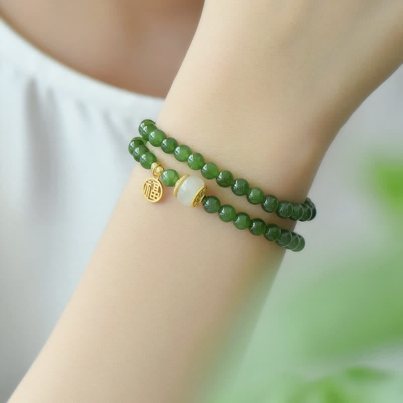 KarmaRipple's Hetian Cyan Jade Happiness Blessing Bracelet p2