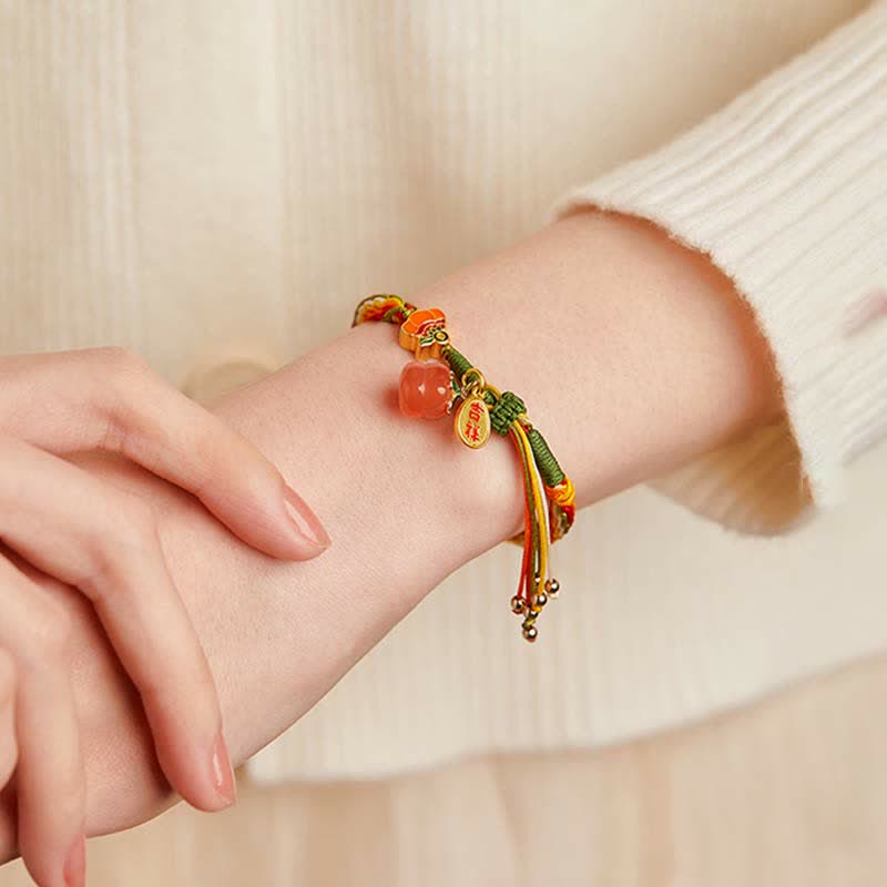 KarmaRipple's Persimmon Red Agate Strength Reincarnation Weave Braid String Bracelet p6