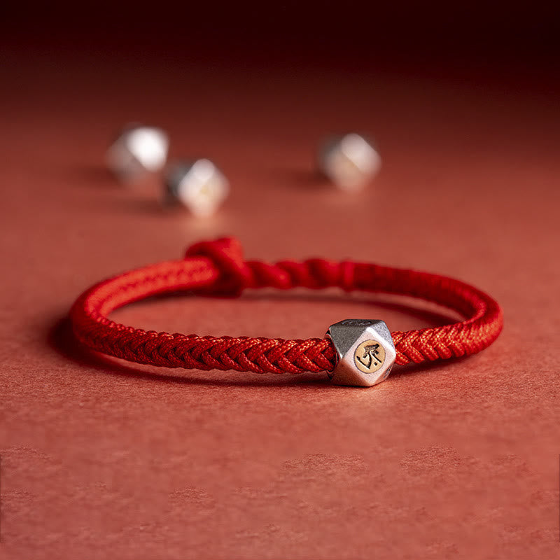 KarmaRipple's 925 Sterling Silver Handmade Chinese Zodiac Natal Buddha Fortune Protection Woven String Bracelet p32
