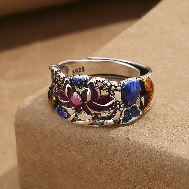 KarmaRipple's Koi Fish Lotus Flower Leaf Design Fortune Wealth Ring p7