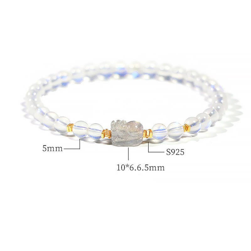 KarmaRipple's 925 Sterling Silver Plated Gold Authentic Moonstone PiXiu Balancing Bracelet p12