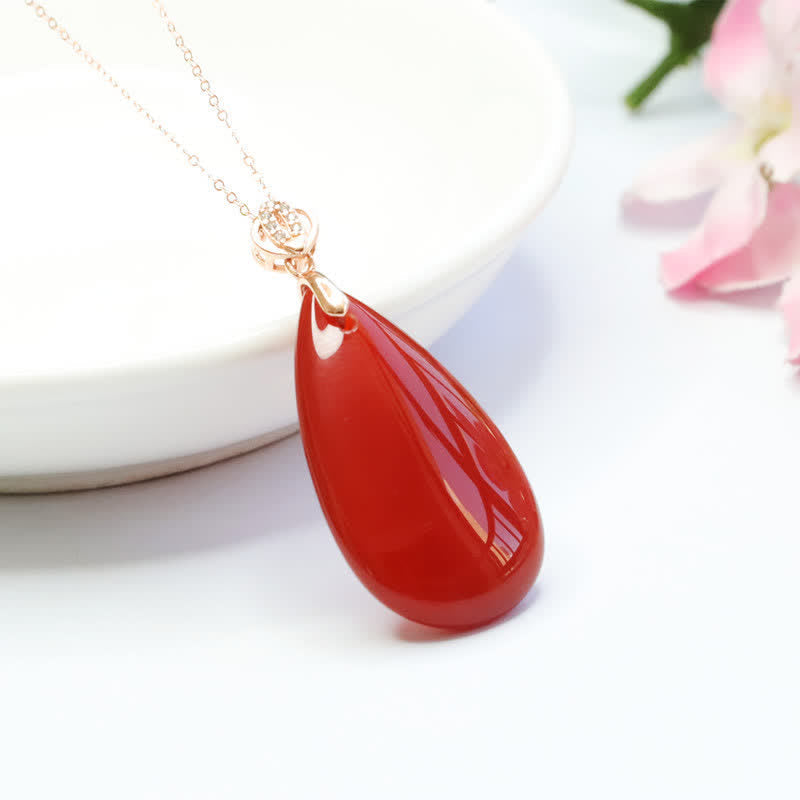 KarmaRipple's 925 Sterling Silver Waterdrop Red Agate Confidence Pendant Necklace p13
