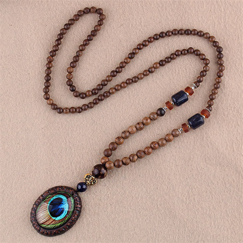 KarmaRipple's Tibetan Wenge Wood Bodhi Seed Agate Elephant Protection Pendant Necklace p20