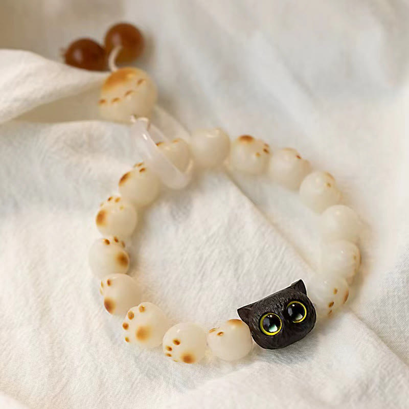 KarmaRipple's Authentic Bodhi Seed Red Sandalwood Lovely Paw Fortunate Cat Peace Bracelet p10