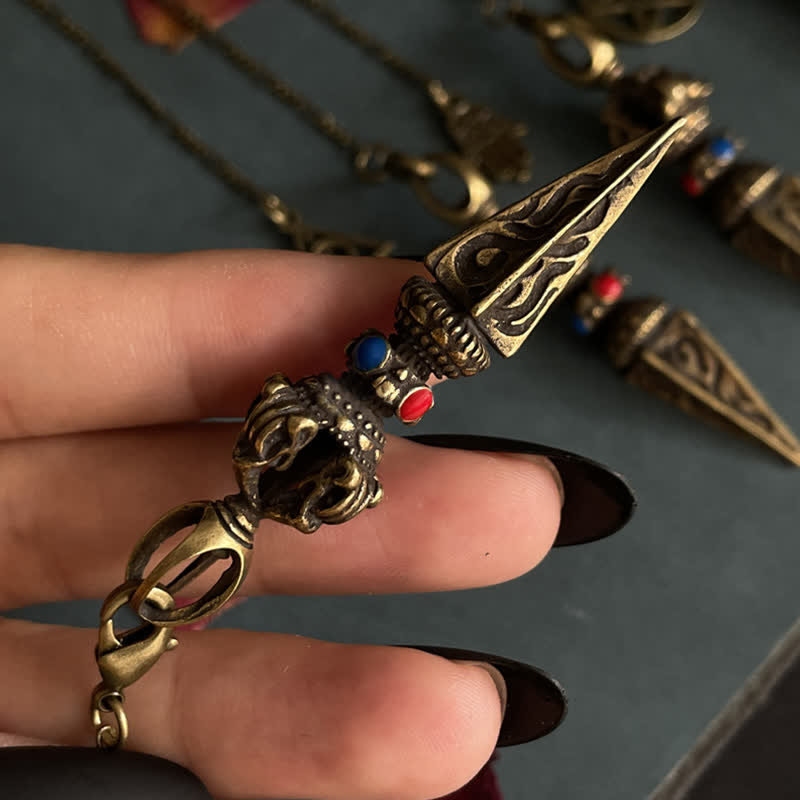 KarmaRipple's Pentagram Eye of God Feather Hamsa Bronze Balancing Pendant Necklace Pendulum p9