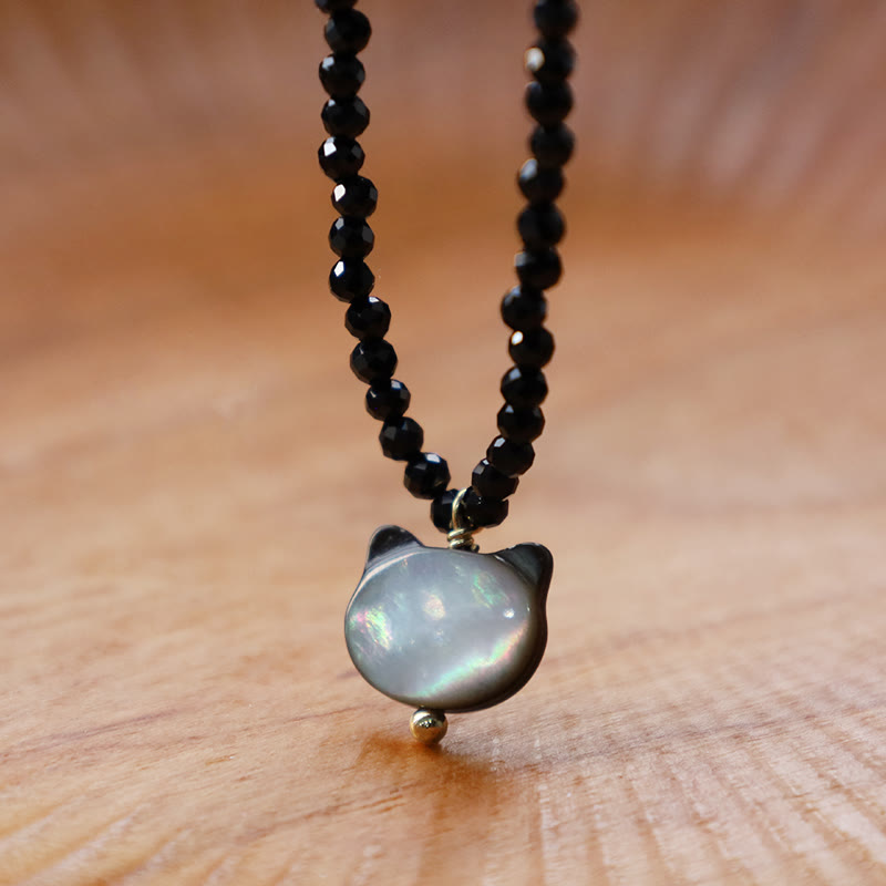 KarmaRipple's Black Spinel Cute Cat Motivate Choker Pendant p2