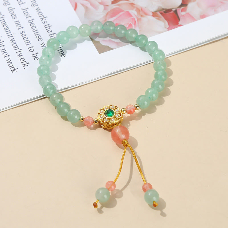 KarmaRipple's Green Aventurine Fortune Bead Tassel Bracelet p2