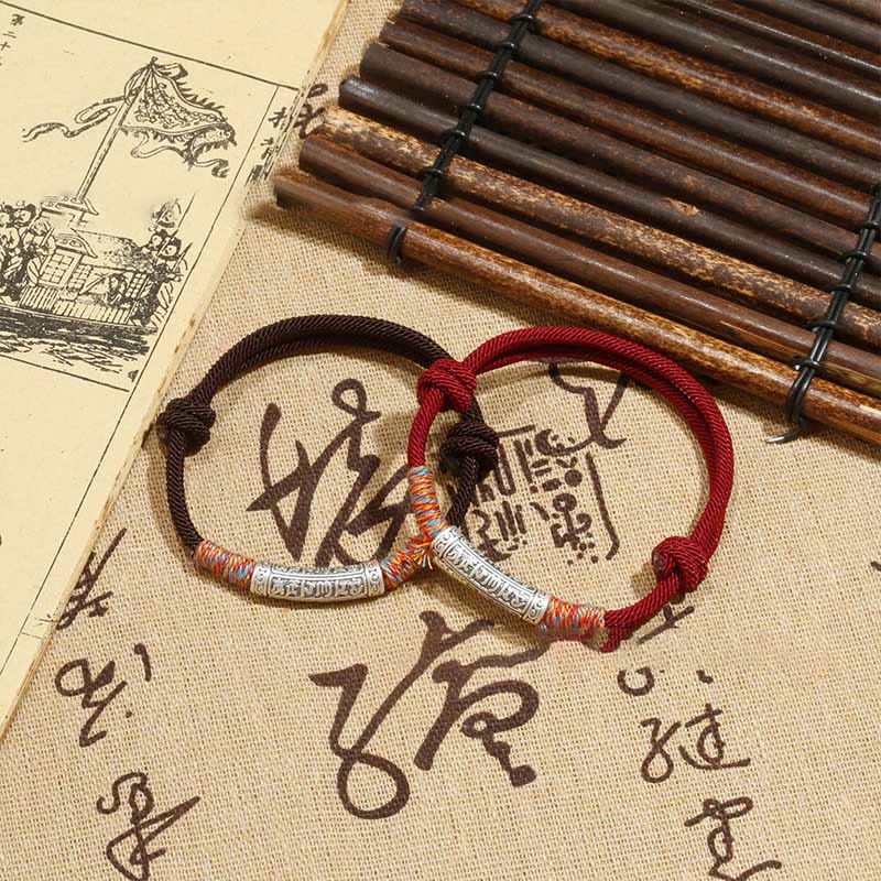 KarmaRipple's Handmade 999 Sterling Silver Om Mani Padme Hum Protection?Rope Bracelet p11