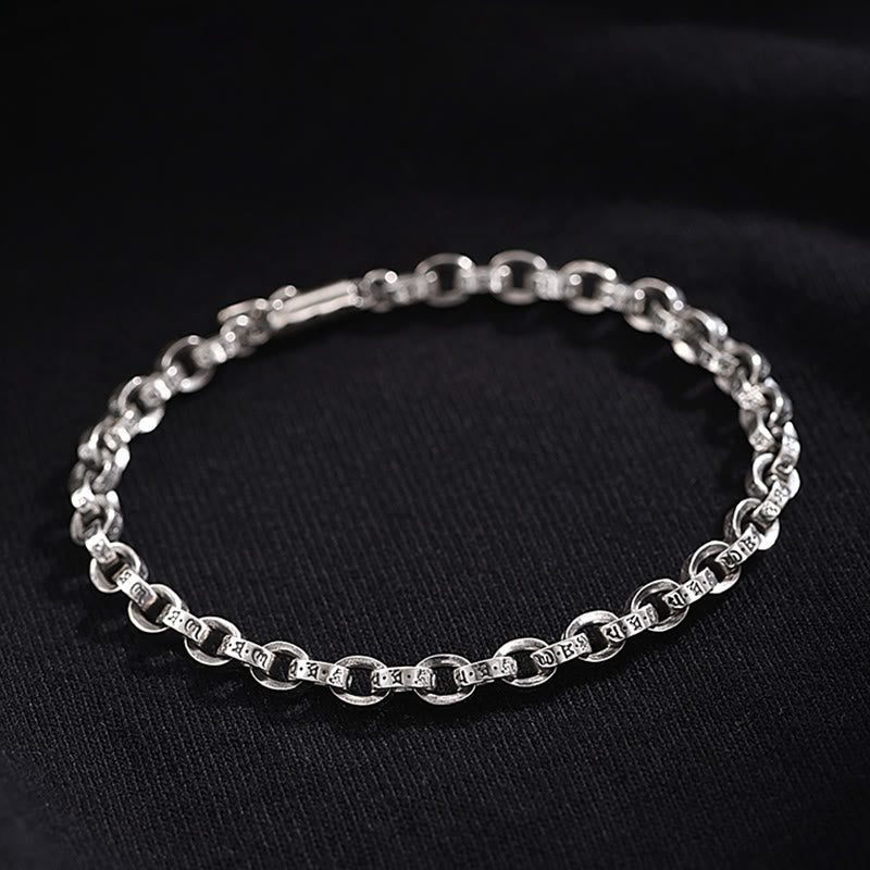 KarmaRipple's 925 Sterling Silver Om Mani Padme Hum Carved Design Creativity Metal Bracelet p4