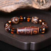 KarmaRipple's Tibetan Retro Authentic Nine-Eye Dzi Bead Blessings Bracelet