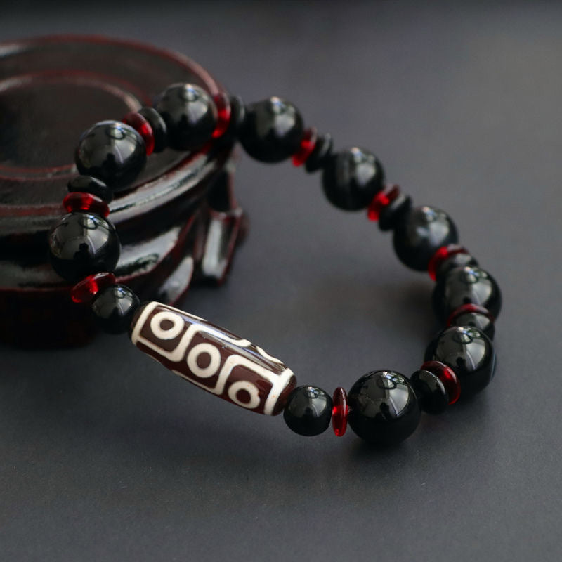 KarmaRipple's Black Onyx Nine-Eye Dzi Bead Wealth Protection Bracelet p4