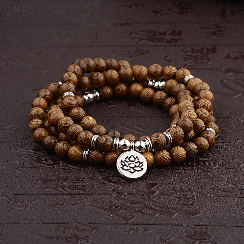 KarmaRipple's Tibetan Lightning Strike Wood Bracelet Lotus Buddha Mala p10