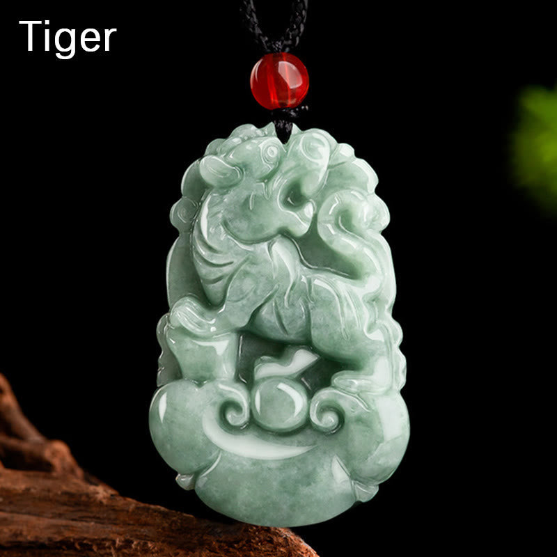 KarmaRipple's Authentic Green Jade 12 Chinese Zodiac Fortune Prosperity Pendant Necklace p30
