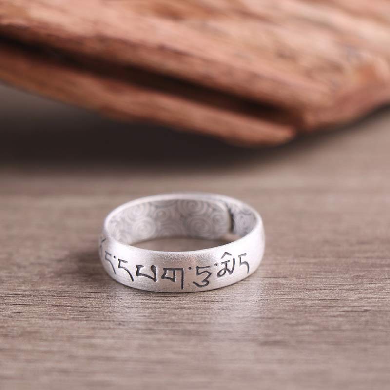 KarmaRipple's 999 Sterling Silver Lotus Elephant Six True Words Blessing Ring p11