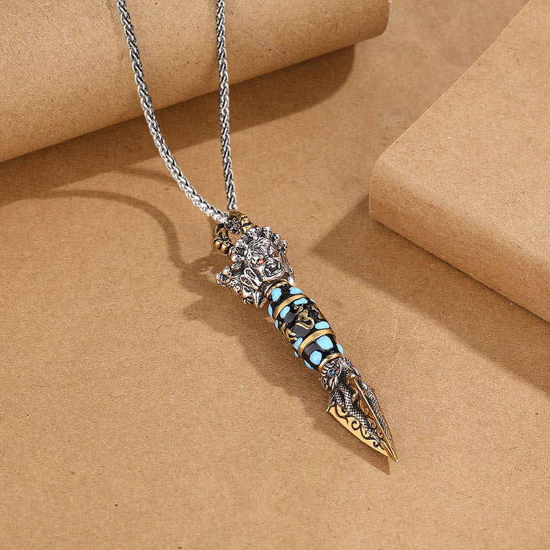 KarmaRipple's Tibet Om Mani Padme Hum Dzi Bead Dorje Vajra Pattern Wealth Rotatable Pendant Necklace p10