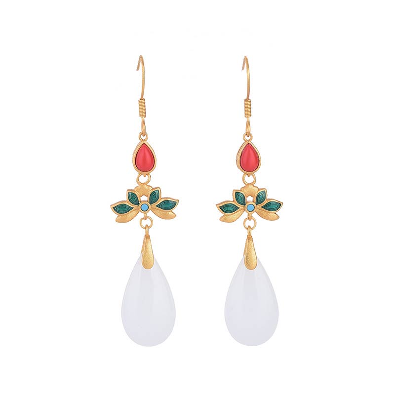 KarmaRipple's FengShui Ivory Jade Fortune Drop Earrings p8