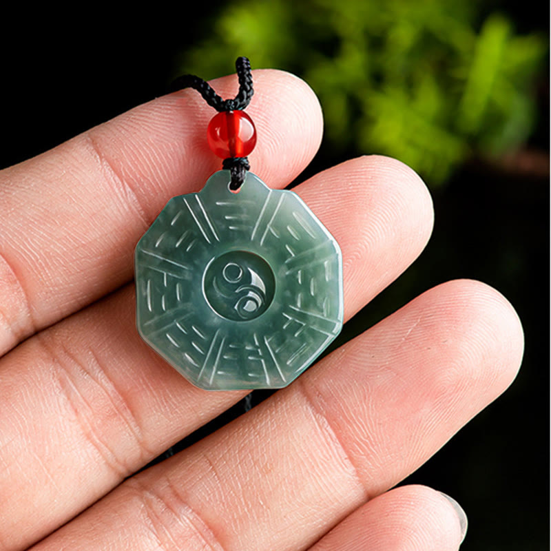 KarmaRipple's Authentic Jade FengShui Bagua Yin Yang Prosperity Pendant Necklace p5