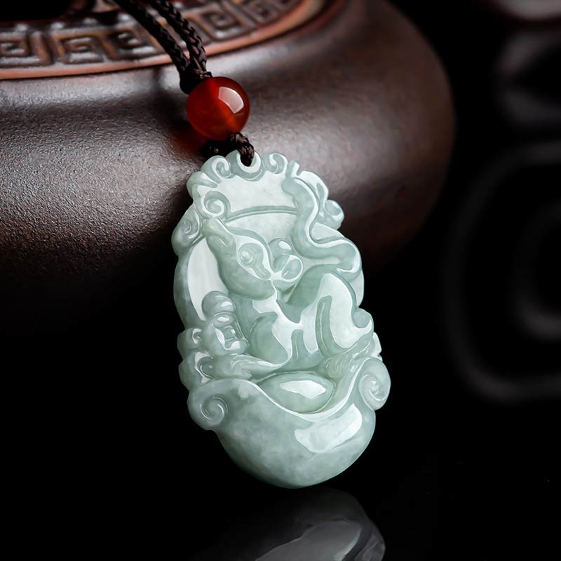 KarmaRipple's Authentic Jade 12 Chinese Zodiac Sucess Necklace Pendant p13