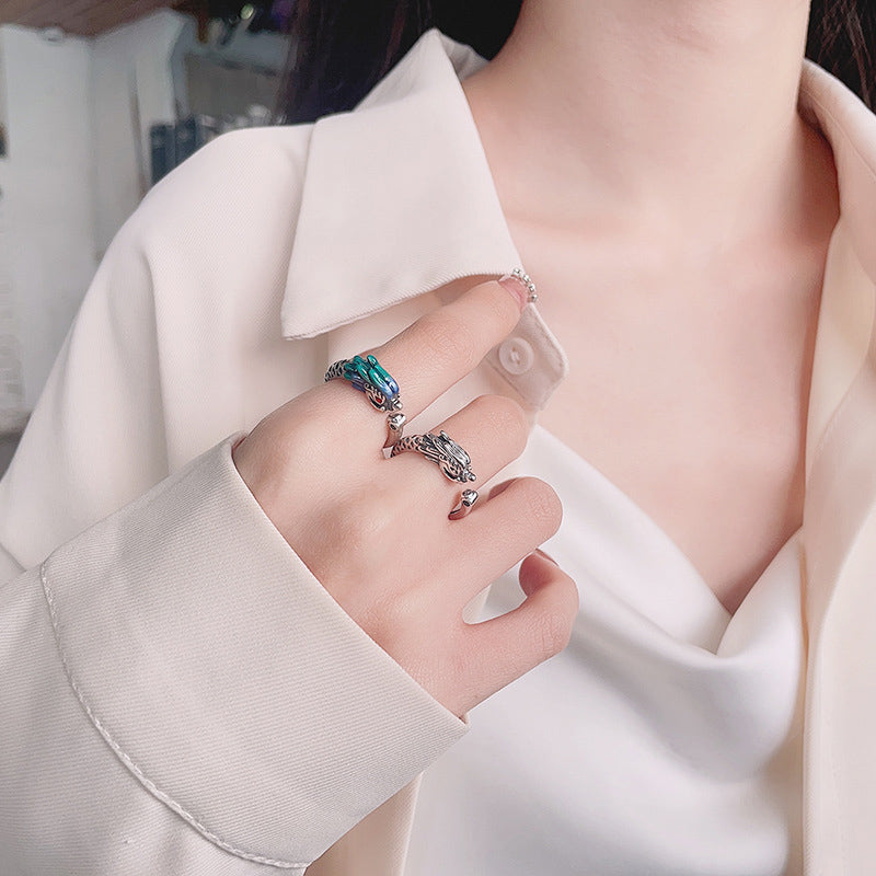 KarmaRipple's 925 Sterling Silver Year Of The Dragon Fortune Protection Adjustable Metal Ring p8
