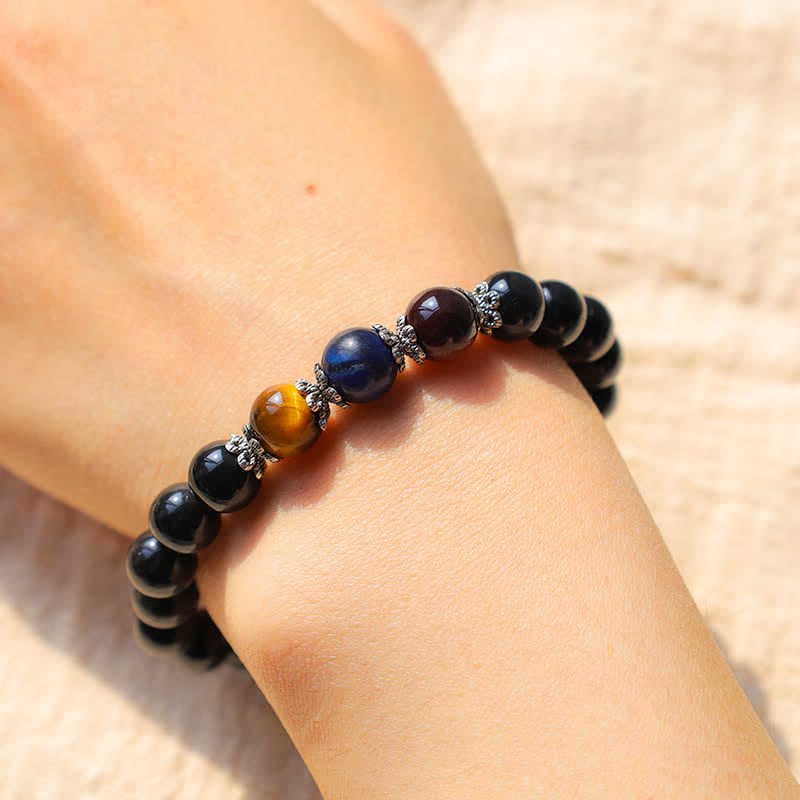 KarmaRipple's Authentic Black Obsidian Tricolor Tiger Eye Strength Bracelet p7