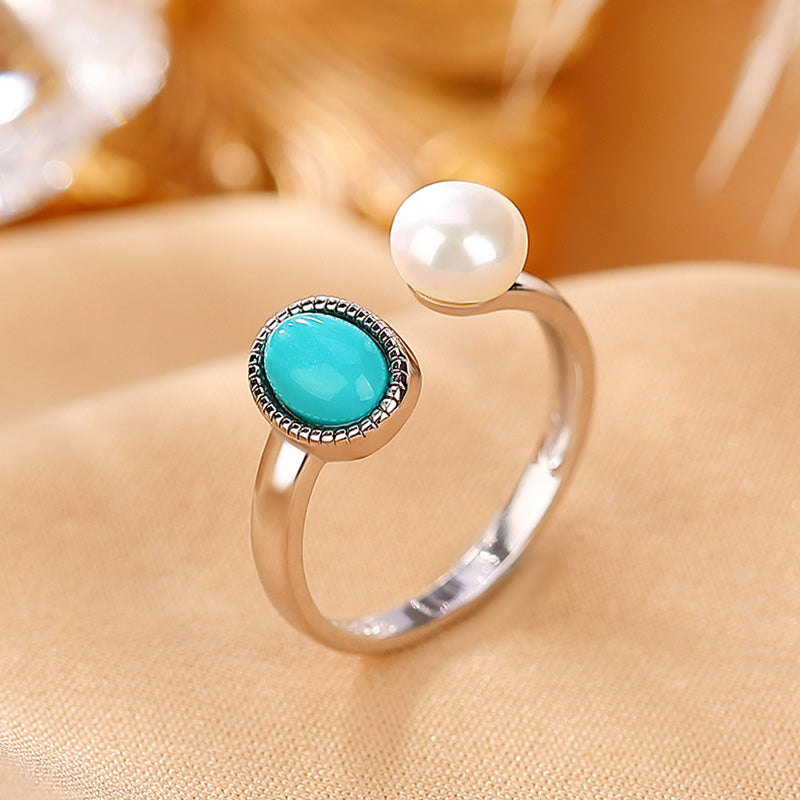 KarmaRipple's 925 Sterling Silver Pearl Turquoise Balancing Wisdom Pendant Necklace Ring Earrings p9