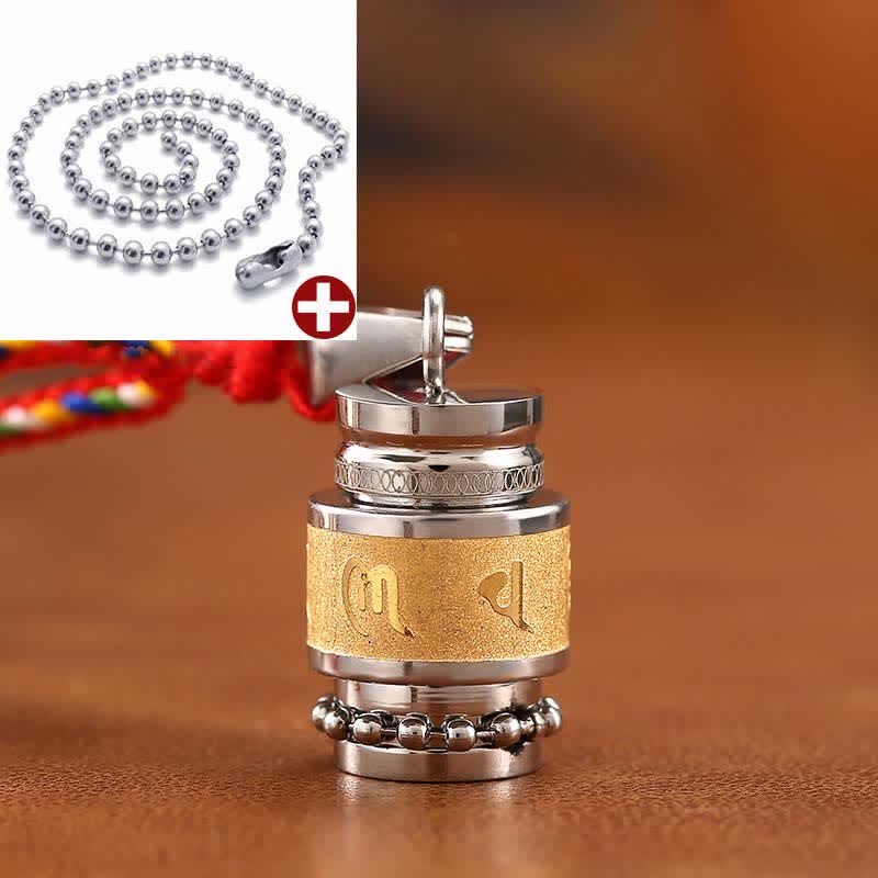 KarmaRipple's Tibet Om Mani Padme Hum Shurangama Mantra Titanium Steel Wisdom Amulet Pendant Necklace p32