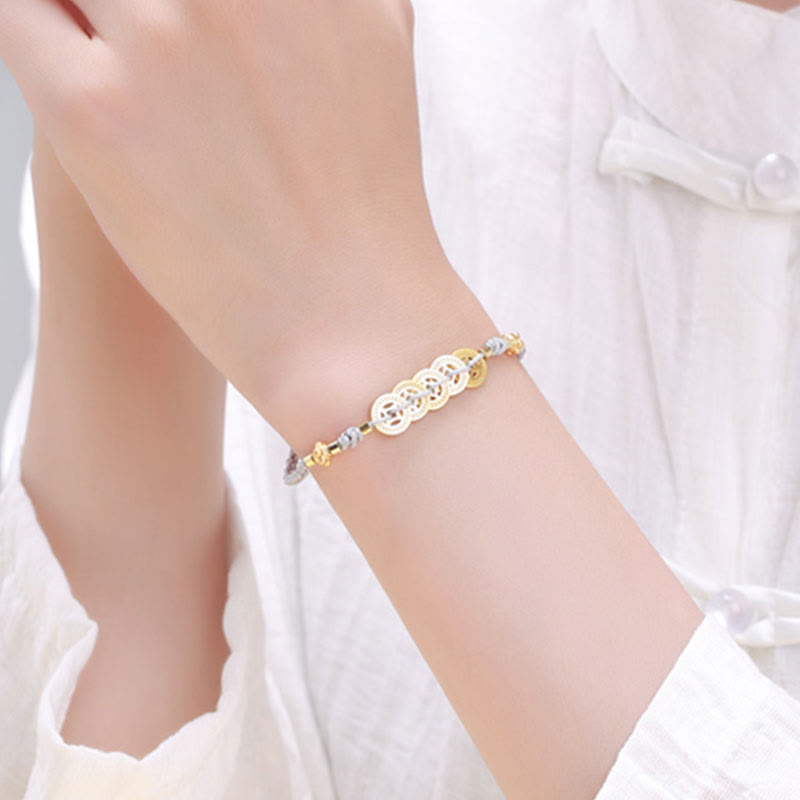 KarmaRipple's Bronze Coin Fortune Tree Pearl Fortune Blue Rope Woven Bracelet p16