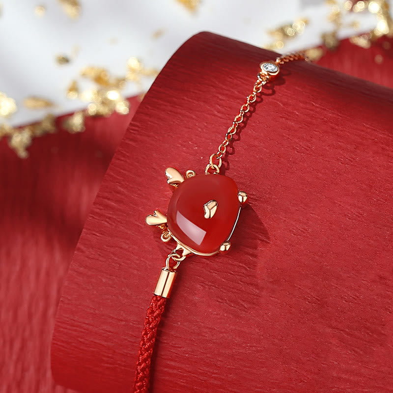 KarmaRipple's 925 Sterling Silver Year of the Dragon Authentic Hetian Jade Red Agate Cute Dragon Protection Success Bracelet Pendant Necklace Earrings p2