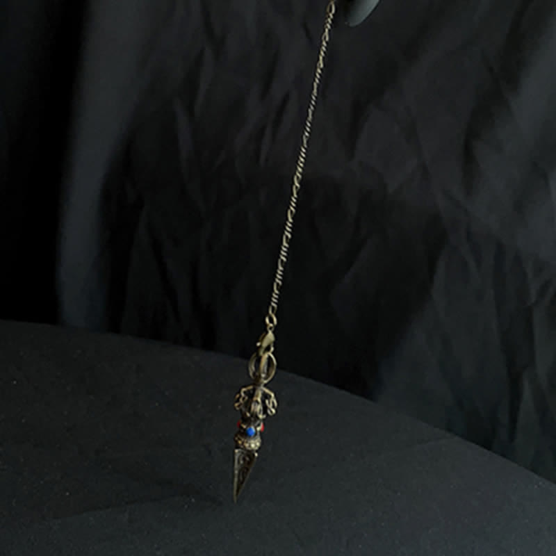 KarmaRipple's Pentagram Eye of God Feather Hamsa Bronze Balancing Pendant Necklace Pendulum p15