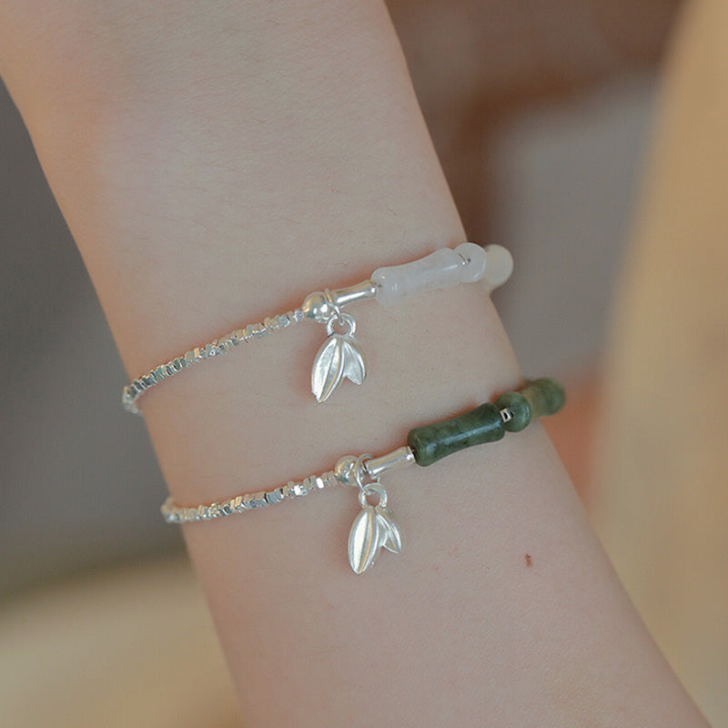 KarmaRipple's 925 Sterling Silver Peridot Bamboo Pattern Fortune Bracelet p3