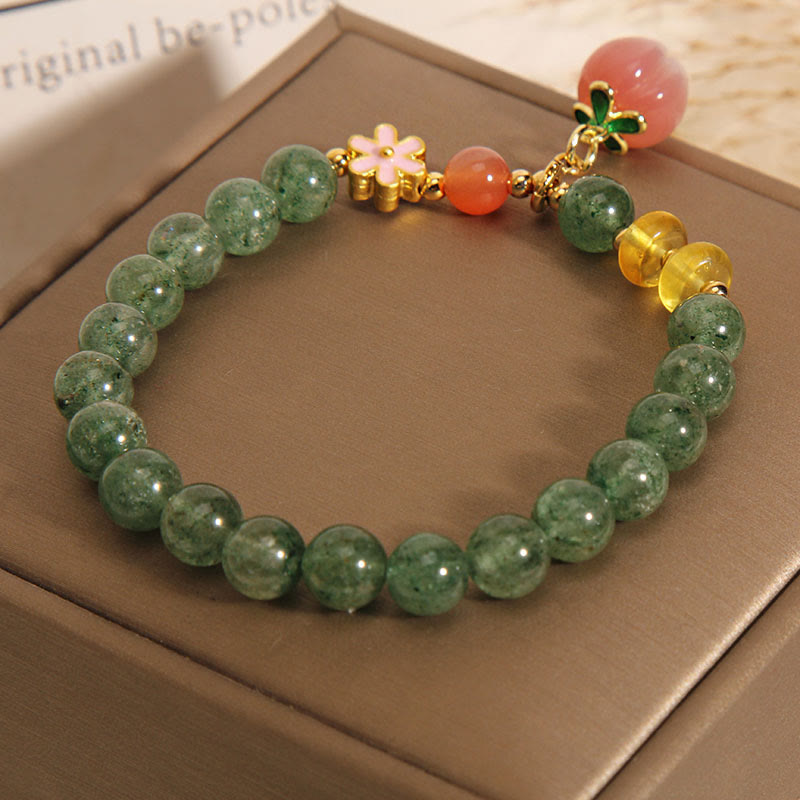 KarmaRipple's Authentic Green Strawberry Quartz Love Peach Talisman Bracelet p4