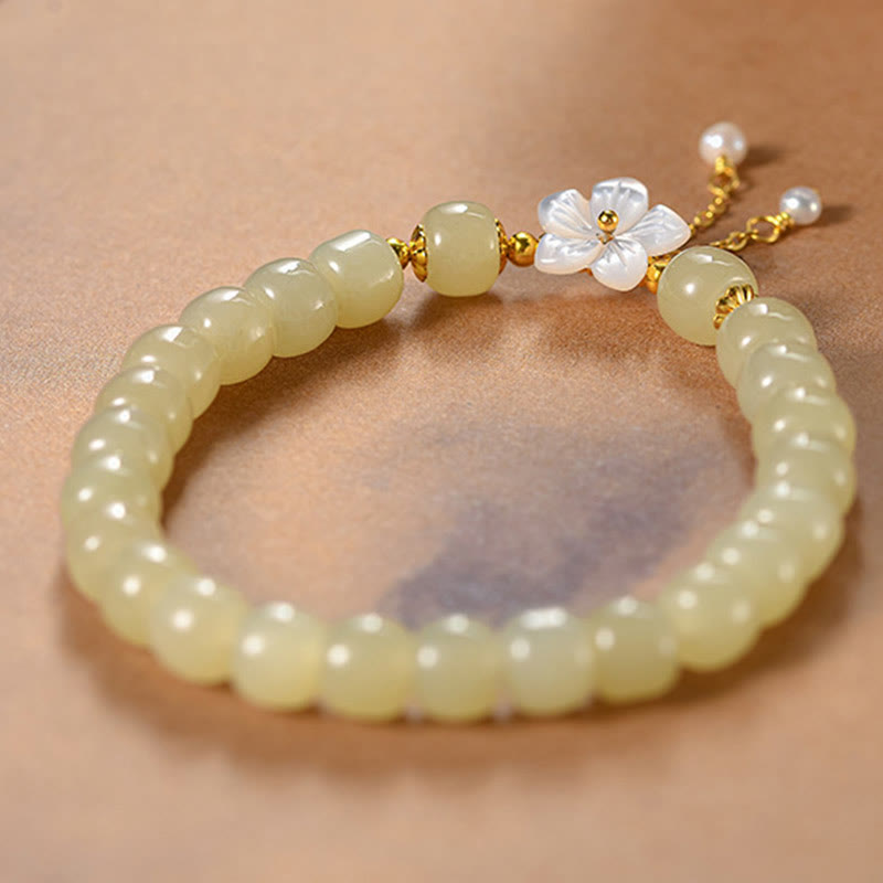 KarmaRipple's 925 Sterling Silver Authentic Hetian Jade Fortune Flower Bracelet p4