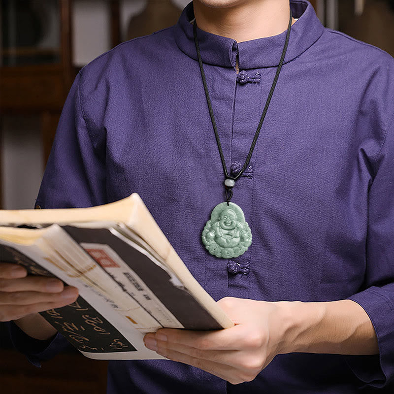 KarmaRipple's Laughing Buddha Authentic Jade Bronze Coin Abundance Pendant Necklace p5