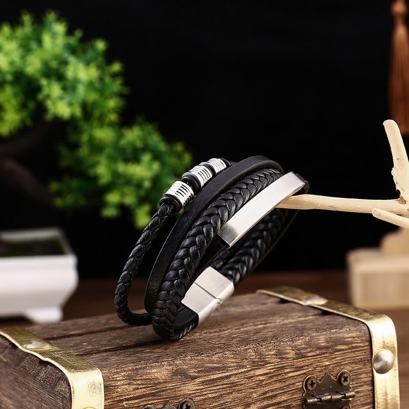 KarmaRipple's Leather Multi-Layer Titanium Steel Balance Woven Magnetic Buckle Bracelet p11