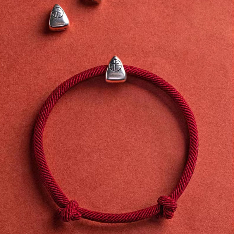 KarmaRipple's 925 Sterling Silver Fu Character Blessing Handmade Woven Bracelet p8