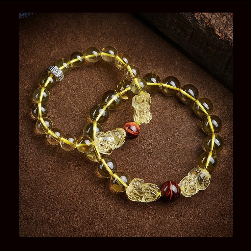 KarmaRipple's Authentic Citrine Double PiXiu Tiger Eye Prosperity Protection Bracelet p2