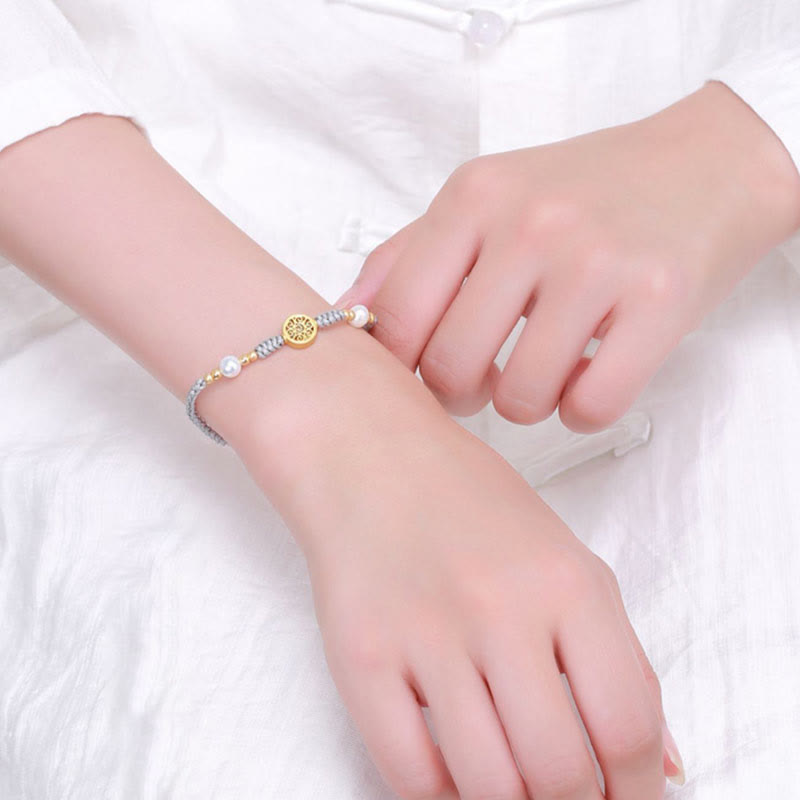 KarmaRipple's Bronze Coin Fortune Tree Pearl Fortune Blue Rope Woven Bracelet p29