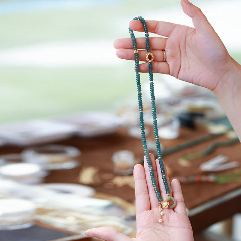 KarmaRipple's 925 Sterling Silver Gold Plated Cyan Jade Flower Peace Buckle Success Triple Wrap Bracelet p6