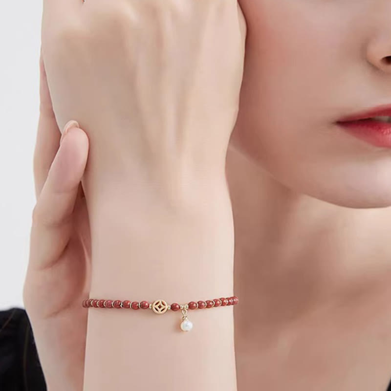 KarmaRipple's 14K Gold Plated Bronze Red Agate Bronze Coin Confidence Bracelet p7