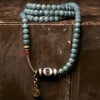 KarmaRipple's 108 Mala Beadwork Bodhi Seed Dzi Bead Wisdom Bracelet